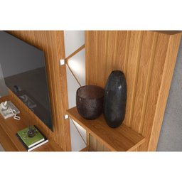 Estante Home Cross para Tv até 55" 4 Portas Prateleiras Luz Led e Rodízio Jequitibá/off White - 4 Estante Home Cross para Tv até 55" 4 Portas Prateleiras Luz Led e Rodízio Jequitibá/off White - 4