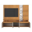 Ver imagem 5 de Estante Home Cross para Tv até 55" 4 Portas Prateleiras Luz Led e Rodízio Jequitibá/off White