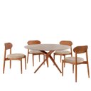 Ver imagem 2 de Conjunto Sala de Jantar Mesa 135cm Tampo Redondo Texturizado e 4 Cadeiras Hope Marrom/Milano/Imbuia/