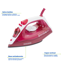 Ver imagem 2 de Ferro de Passar Roupa Vapor Vertical Base Antiaderente 127v Rosa Black Decker