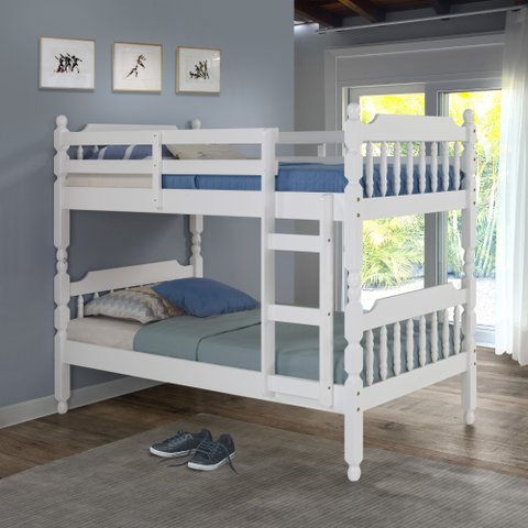 Beliche Torneado em Madeira Maciça Mv Outlet Branco