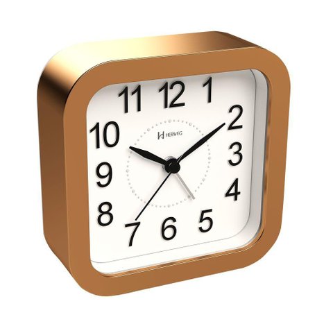 Relógio Despertador Quartz Herweg Silencioso Luz 2644 Dourado - Dourado