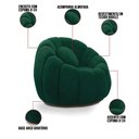 Ver mais imagens de Poltrona Giratória com Puff Cloud Bouclê E03 Orgânica Verde D'Rossi