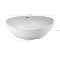 Cuba Oval De Sobrepor Branca Pia Para Banheiro Lavabo Cerâmica Eco Metais - 3