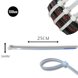 Abraçadeira Nylon Enforca 3,6 X 250mm Kit C/ 100 Lacre Plástico Fixadora Fita Hellerman 25cm Branca - 2