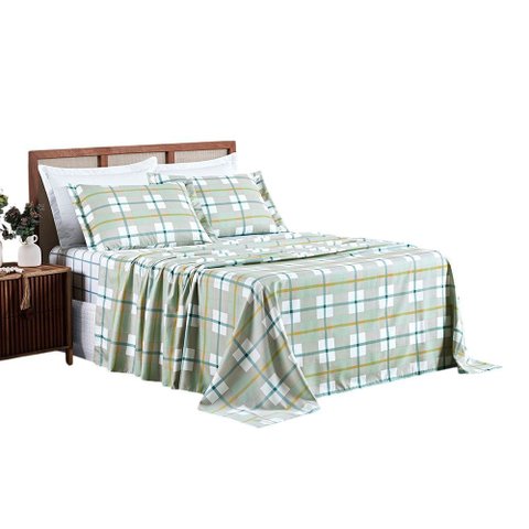 Jg Lençol Casal Spring 4pç 100% Poliéster - York