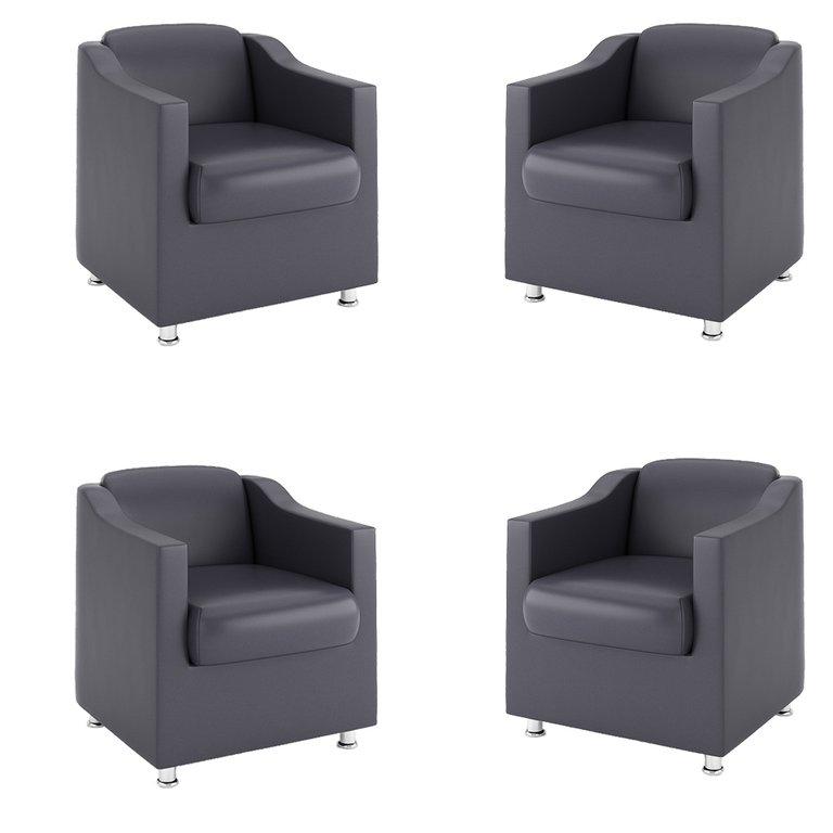 Kit 4 Poltronas para Recepção Clínica Médica - Balaqui Decor Cor:Cinza