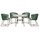Ver imagem 1 de Mesa com 4 Cadeiras de Jantar Roma 100cm e Noronha em Aluminío Fendi Corda Nautica Estofado 5 Trama