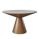 Ver imagem 1 de Mesa de Jantar Madri Cone Chanfrada Redonda Nozes 1.30 Cm Vidro Branco