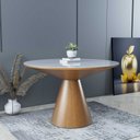 Ver imagem 2 de Mesa de Jantar Madri Cone Chanfrada Redonda Nozes 1.30 Cm Vidro Branco