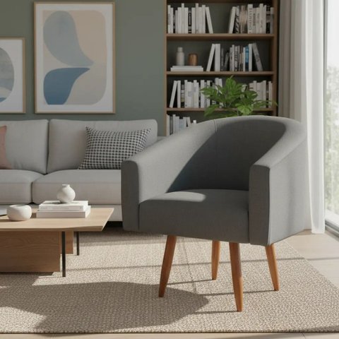 Poltrona Decorativa Recepção Luiza Jj Pés Palito Linho:cinza-escuro