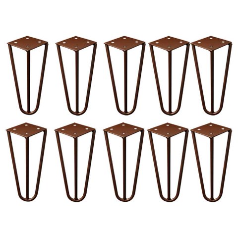 Kit 10 Pés de Metal 15 CM Hairpin Legs Mesas de Centro Puffs Bronze