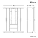 Ver imagem 3 de Guarda Roupa Casal Olímpia 4 Portas de Bater 2 Gavetas MDP com Espelho Cinamomo Off White