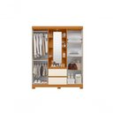 Ver imagem 4 de Guarda Roupa Casal Olímpia 4 Portas de Bater 2 Gavetas MDP com Espelho Cinamomo Off White