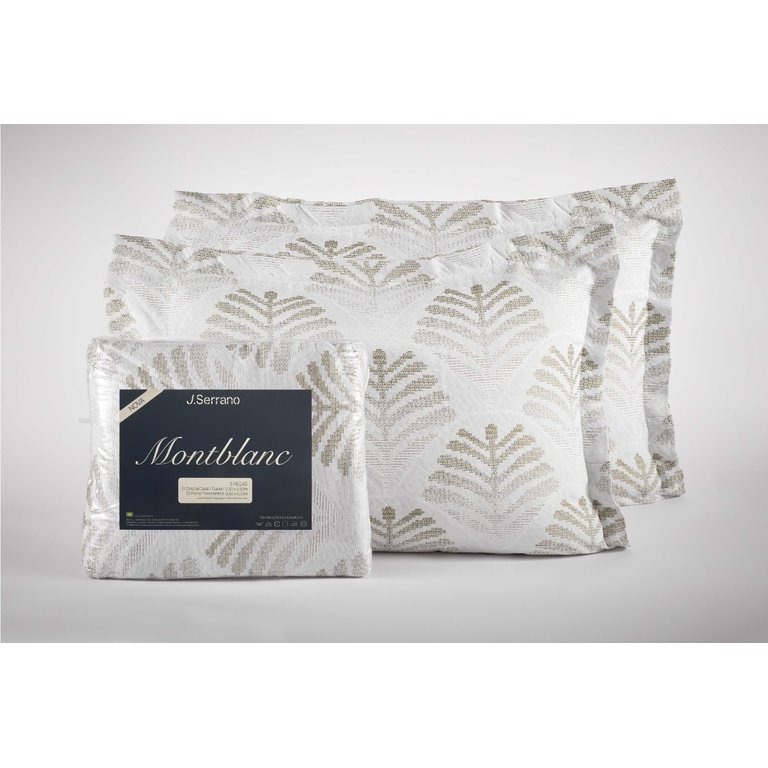 Kit Colcha Montblanc Folhagem Verde Oliva Solteiro 180x230cm
