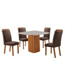 Ver imagem 2 de Mesa de Jantar Eloise 90cm Tampo MDF Vidro Canto Copo com 4 Cadeiras Aline