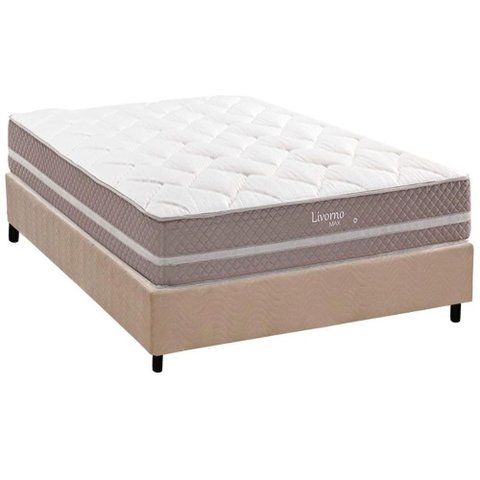 Conjunto Box Casal: Colchão Molas Herval Maxspring Livorno + Base Crc Suede Clean (138x188)
