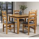 Ver imagem 1 de Conjunto Sala de Jantar Mesa 120cm e 4 Cadeiras Estofadas 100% Madeira Maciça Napoli Espresso Móveis Marrom/Nogueira/Cinza