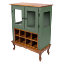 Ver imagem 1 de Adega de Madeira 2 Portas com Suporte para Taças - Verde Kalle Tampo Base e Colméia Imbuia Glazer