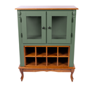 Ver imagem 3 de Adega de Madeira 2 Portas com Suporte para Taças - Verde Kalle Tampo Base e Colméia Imbuia Glazer