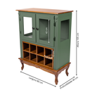 Ver imagem 4 de Adega de Madeira 2 Portas com Suporte para Taças - Verde Kalle Tampo Base e Colméia Imbuia Glazer