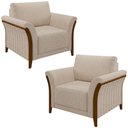 Ver imagem 1 de Kit 2 Poltronas Decorativas Pés em Madeira Market Linho Cru - Gran Belo