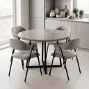 Ver imagem 2 de Cadeira Metal Estofado Premium Conforto Estilo Minimalista Zaya Branco/Preto/Sintético Bege