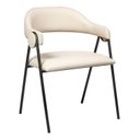 Ver imagem 1 de Cadeira Metal Estofado Premium Conforto Estilo Minimalista Zaya Branco/Preto/Sintético Bege