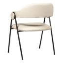 Ver imagem 4 de Cadeira Metal Estofado Premium Conforto Estilo Minimalista Zaya Branco/Preto/Sintético Bege