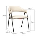 Ver imagem 3 de Cadeira Metal Estofado Premium Conforto Estilo Minimalista Zaya Branco/Preto/Sintético Bege