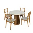 Ver imagem 2 de Conjunto Sala de Jantar Mesa Redonda Nature com 4 Cadeiras Tela Sintética Off White/freijó/bege Clar