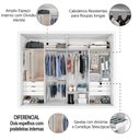 Ver imagem 4 de Guarda Roupas Ripado Casal com Espelho Interno 2 Portas de Correr 6 Gavetas Coliseu Zanzini Branco
