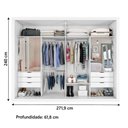 Ver imagem 3 de Guarda Roupas Ripado Casal com Espelho Interno 2 Portas de Correr 6 Gavetas Coliseu Zanzini Branco