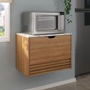 Ver imagem 2 de Balcão Suspenso 60cm para Forno/micro-ondas com 1 Porta e 1 Gaveta Multimóveis Cr20345 Amêndoa/m