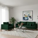 Ver imagem 1 de Conjunto de Sofá Beny Verde Musgo, 2 Peças, 1 Sofá 1,80m e 1 Poltrona, Tecido Linho