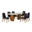 Ver imagem 1 de Conjunto Sala de Jantar Ísis 2,00m com 6 Cadeiras Tampo Orgânico Off White c/ Vidro Cinamomo/Linho C