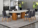 Ver imagem 7 de Conjunto Sala de Jantar Ísis 2,00m com 6 Cadeiras Tampo Orgânico Off White c/ Vidro Cinamomo/Linho C