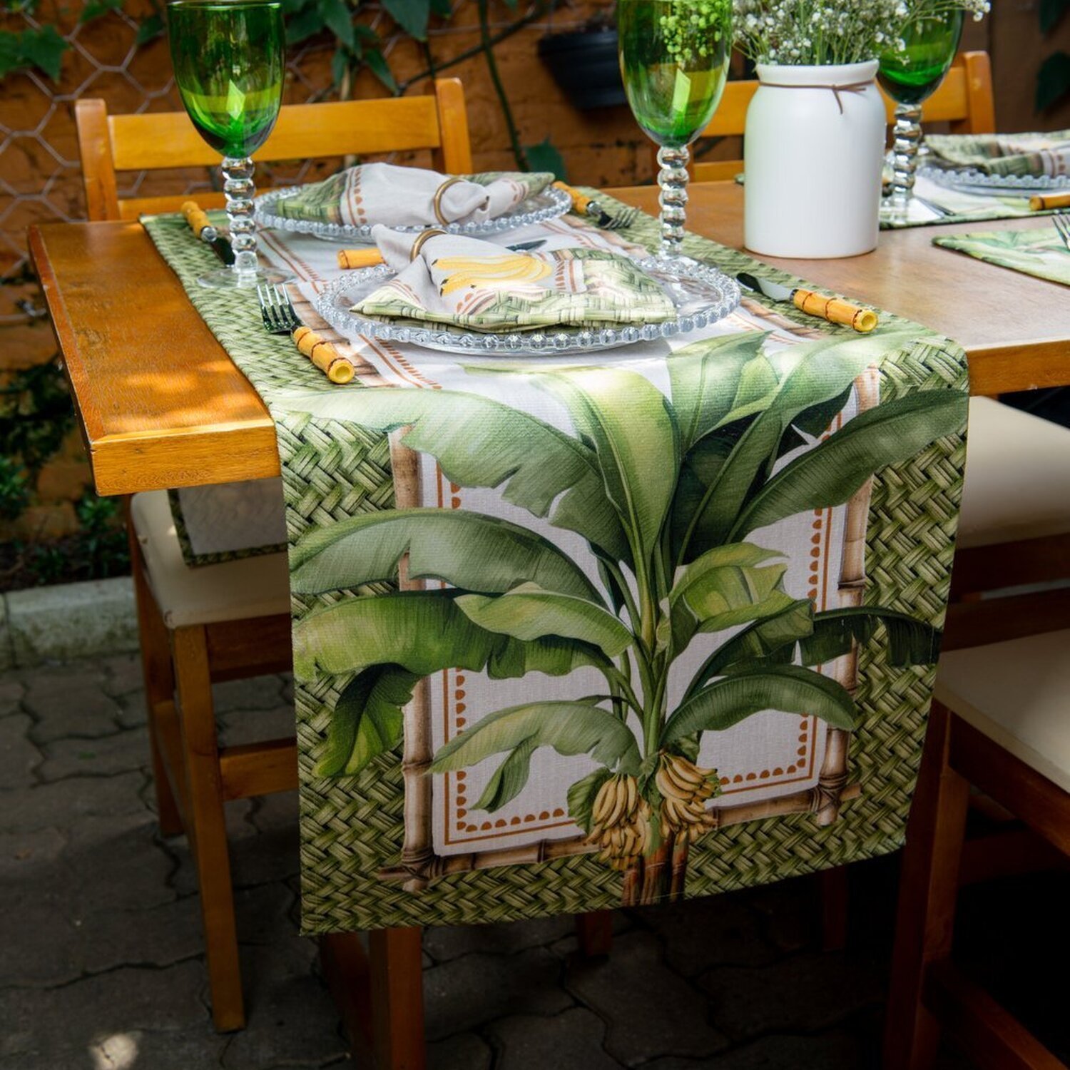 Caminho de Mesa Bananeiras com Hidrorrepelência 43x141cm - 2