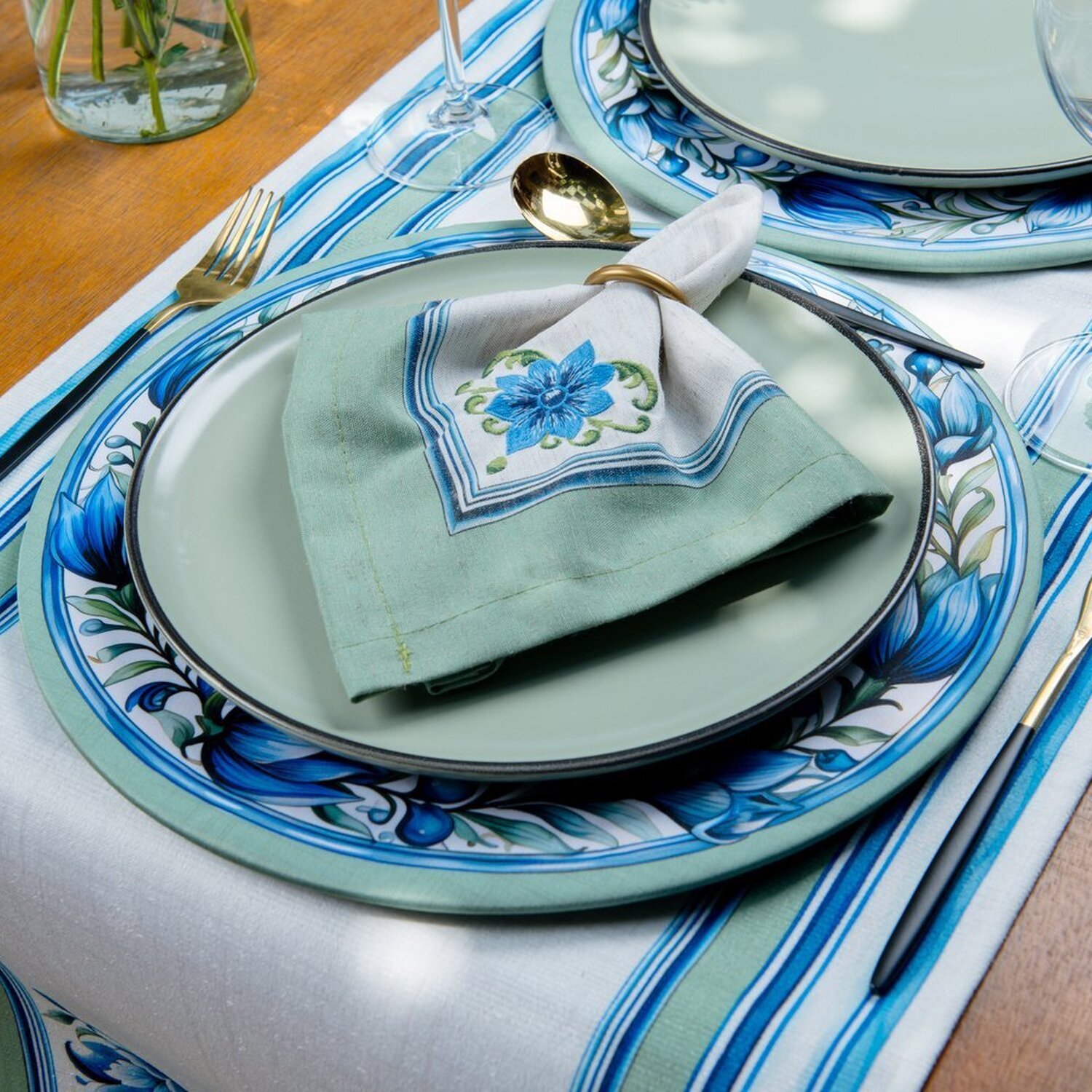 Caminho de Mesa Floral Blue com Hidrorrepelência 43x141cm - 3