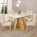 Ver imagem 2 de Mesa Jantar Kiara e 4 Cadeiras Yasmin Cedro Linho Neve Dj Moveis