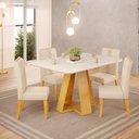 Ver imagem 7 de Mesa Jantar Kiara e 4 Cadeiras Yasmin Cedro Linho Neve Dj Moveis