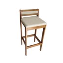 Ver imagem 2 de Banqueta Baixa 70cm para Bancada Assento Estofado em Linho Cecilia:mel com Linho Cru