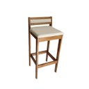 Ver imagem 5 de Banqueta Baixa 70cm para Bancada Assento Estofado em Linho Cecilia:mel com Linho Cru