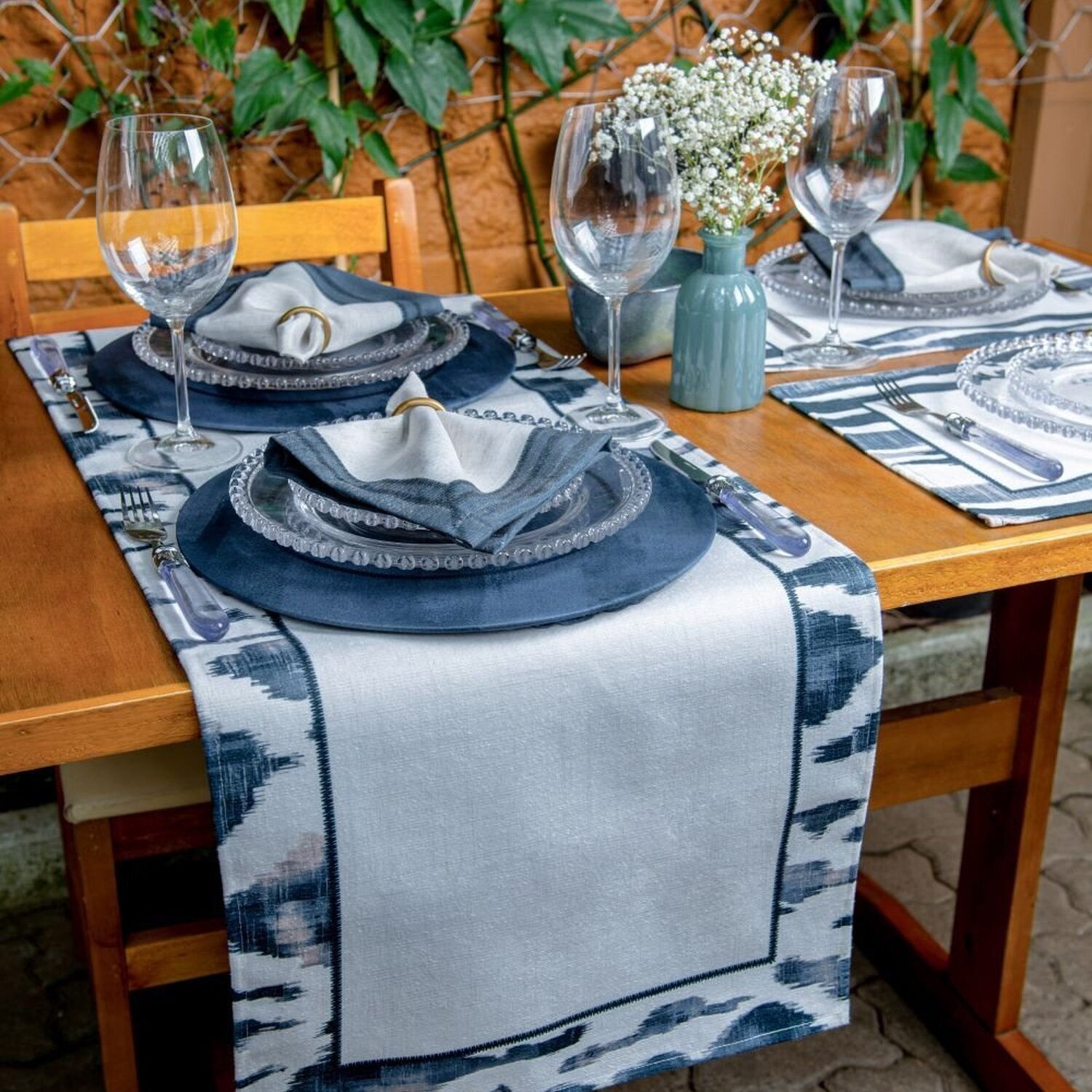 Caminho de Mesa Ikat com Hidrorrepelência 43x141cm - 2