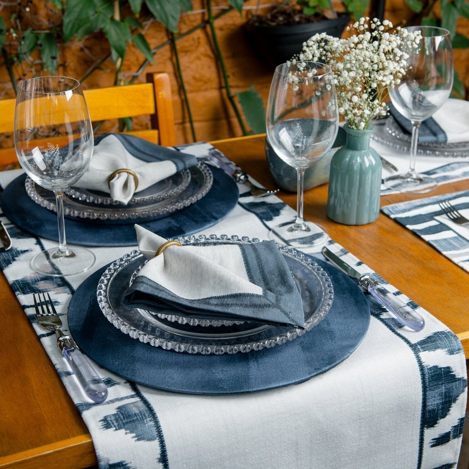 Caminho de Mesa Ikat com Hidrorrepelência 43x141cm - 4