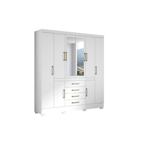 Guarda-roupa Nápole 8 Portas 4 Gavetas Gavetas Branco - Aramóveis
