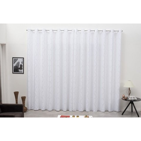 cortina sala jacquard tecido semi blackout branco 6,00x2,80