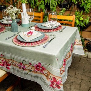 Toalha de Mesa Retangular Orquídeas 6 Lugares 140x220cm