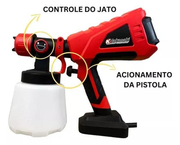 Pistola Pintura 800w Elétrica Pulverizadora 1l Bicos Metais - 2