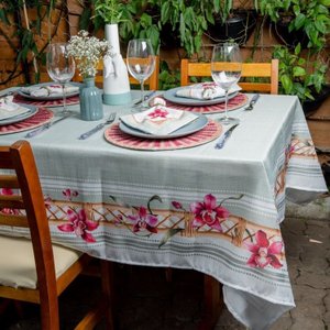 Toalha de Mesa Retangular Orquídeas 8 Lugares 140x270cm